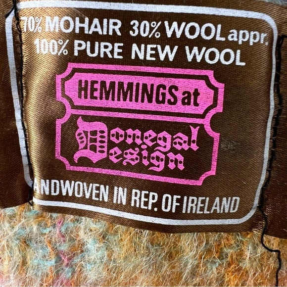HEMMINGS IRISH MOHAIR WOOL HANDWOVEN SCARF WRAP AND BERET SET PASTEL EUC VINTAGE - Picture 7 of 7